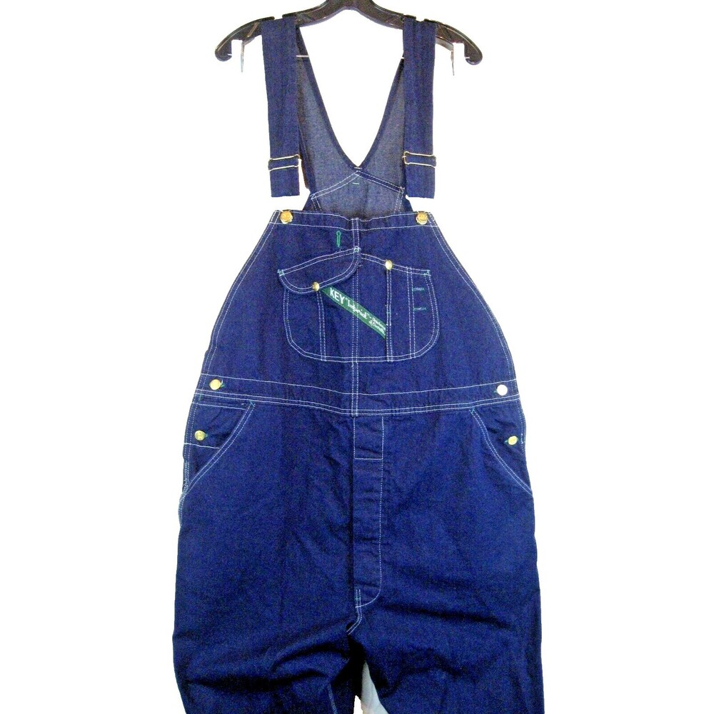Mens Key Blue Cotton Denim Bib Overalls sz 46x27